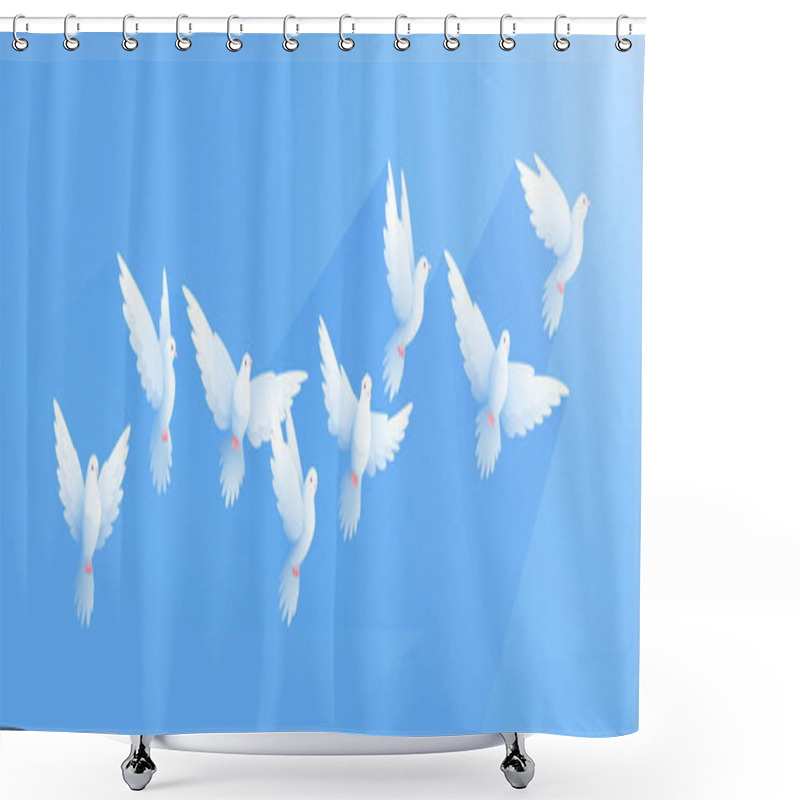 Personality  Sky Flying Pigeons Composition Shower Curtains