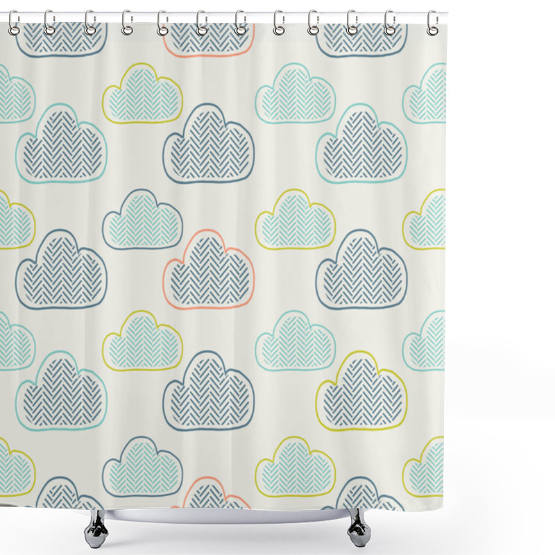 Personality  Clouds. Seamless Pattern.hand Drawn Vector Illustration, Can Be Used For Kid's Or Baby's Shirt Design, Fashion Print Design, Fashion Graphic, T-shirt, Kids Wear Shower Curtains