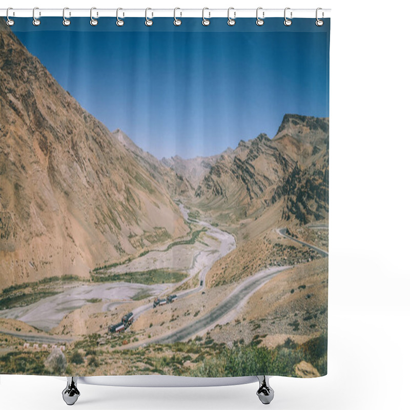 Personality  Majestic Landscape With Mountain Road In Indian Himalayas, Ladakh Region  Shower Curtains