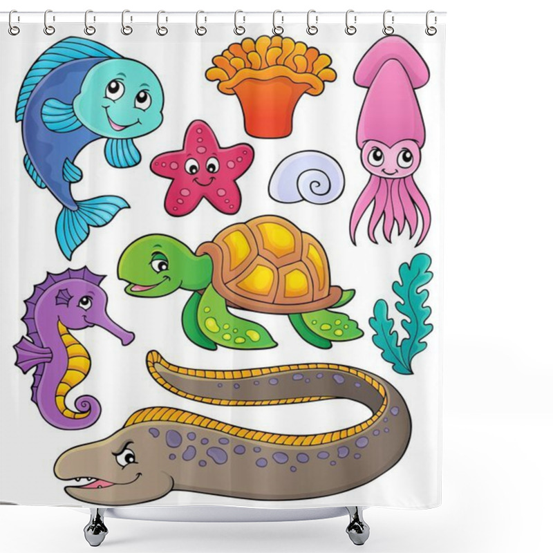 Personality  Sea Life Theme Collection 1 - Eps10 Vector Illustration. Shower Curtains