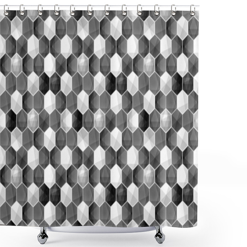 Personality  Abstract Hexagonal Background Geometric Grid Seamless Pattern Shower Curtains