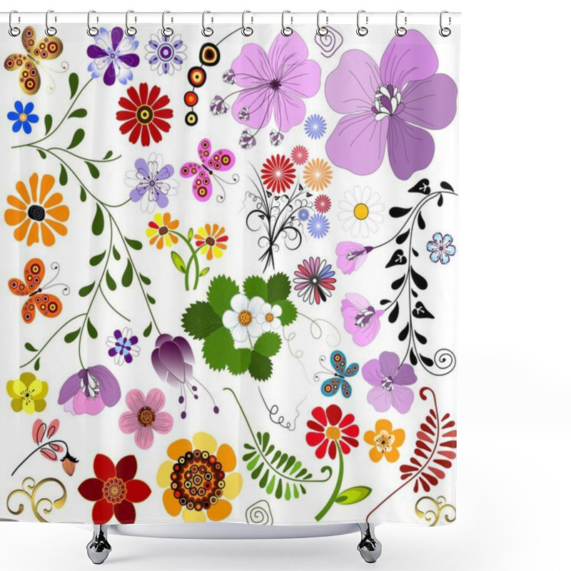 Personality  Big Collection Flowers And Butterflies Shower Curtains