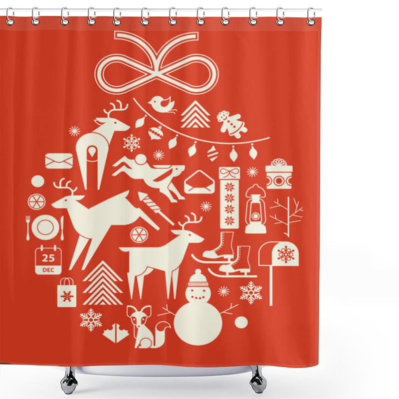 Personality  Christmas Ball. Shower Curtains