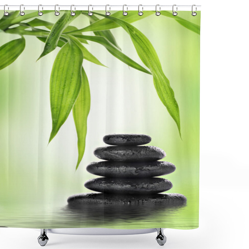 Personality  Zen Basalt Stones And Bamboo Shower Curtains