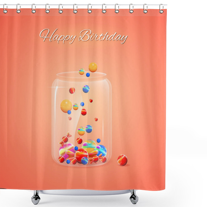 Personality  Candy Jar On A Red Background Shower Curtains