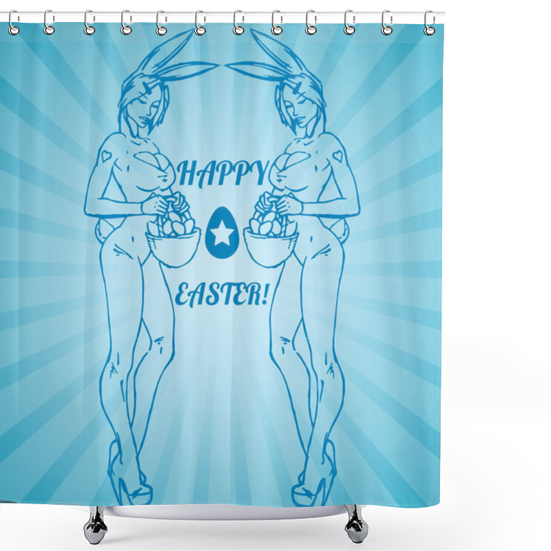 Personality  Girl In Easter Bunny Costume Shower Curtains