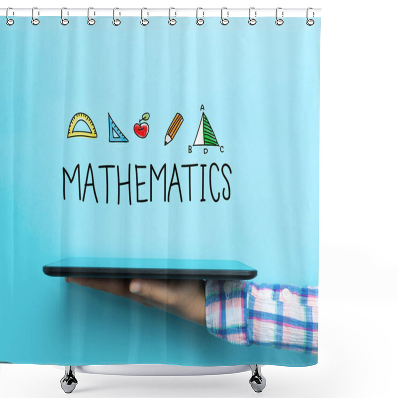 Personality  Mathematics Concept With A Tablet Shower Curtains