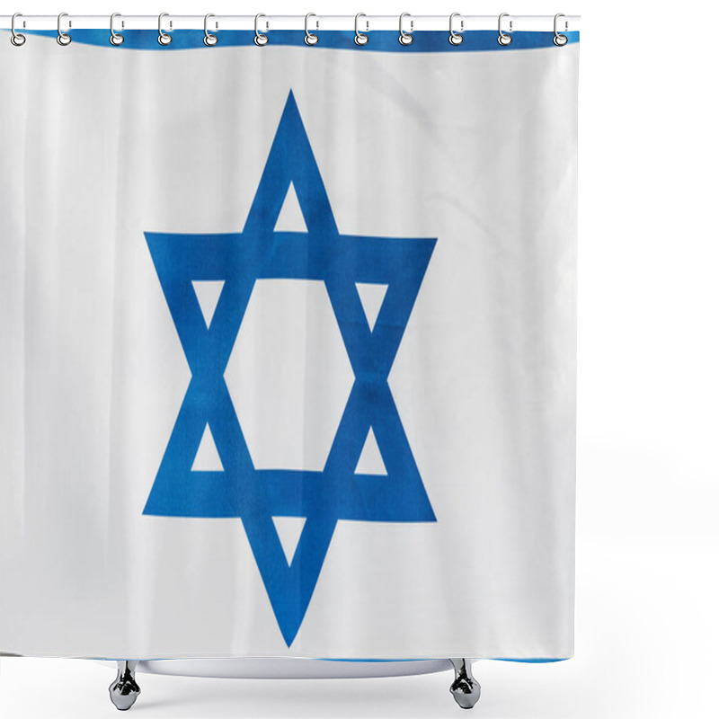 Personality  Close Up Of Blue Star Of David On National Flag Of Israel  Shower Curtains