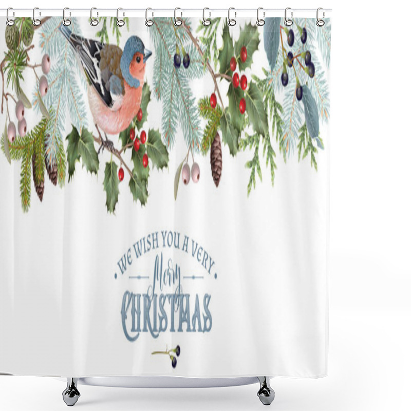 Personality  Bird Christmas Border Shower Curtains