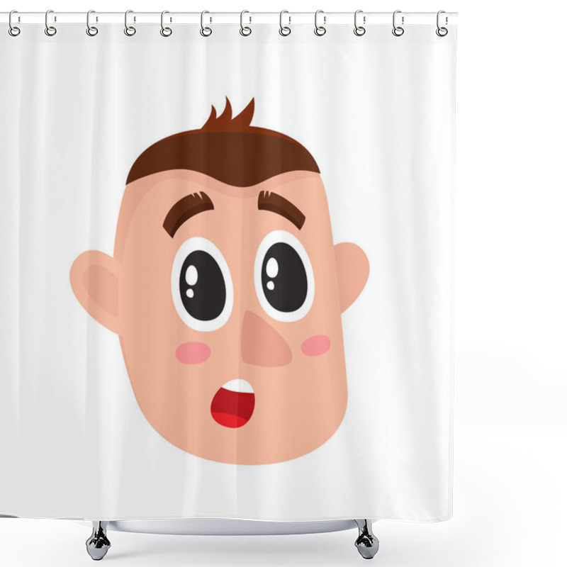 Personality  Young Man Face, Surprised Facial Expression Shower Curtains