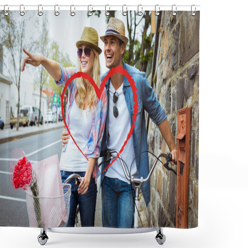 Personality  Composite Image Of Cute Valentines Couple Shower Curtains