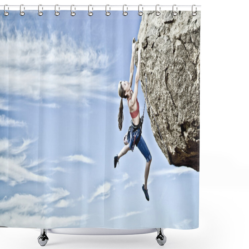 Personality  Female Rock Climber. Shower Curtains