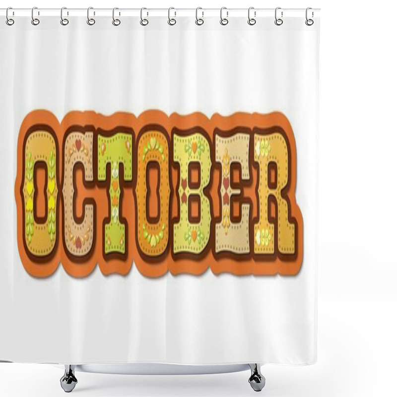 Personality  October, Illustrated Name Of Calendar Month, Illustration Shower Curtains