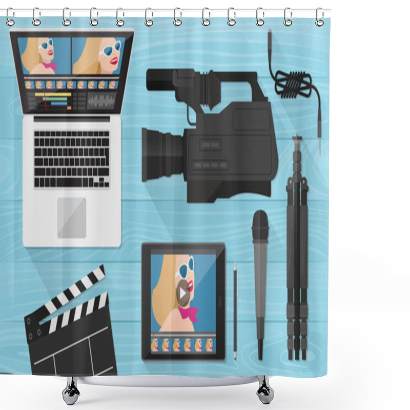 Personality  Video Making Banner Shower Curtains