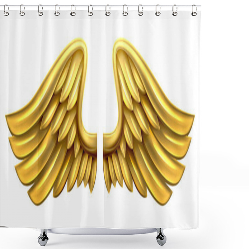 Personality  Metal Gold Wings Shower Curtains