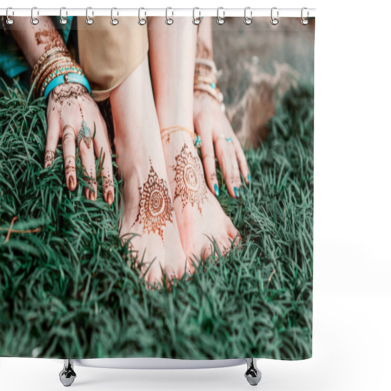 Personality  Mehendi Heena On Feet. Shower Curtains