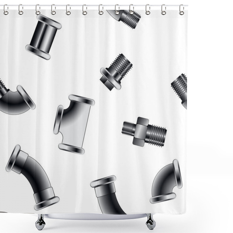 Personality  Water Pipe Connectors Pattern Shower Curtains