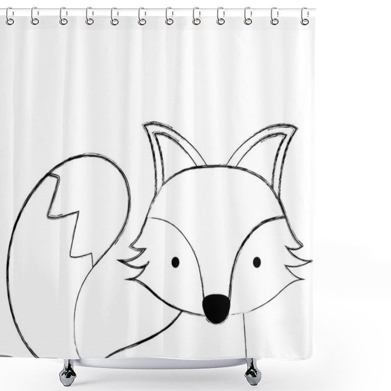 Personality  Grunge Adorable Fox Wild Animal Of The Forest Vector Illustration Shower Curtains