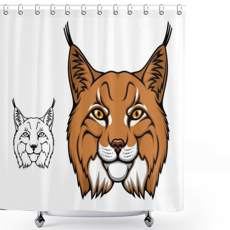 Personality  Lynx Or Bobcat Mascot, Head Of Wild Cartoon Animal Shower Curtains