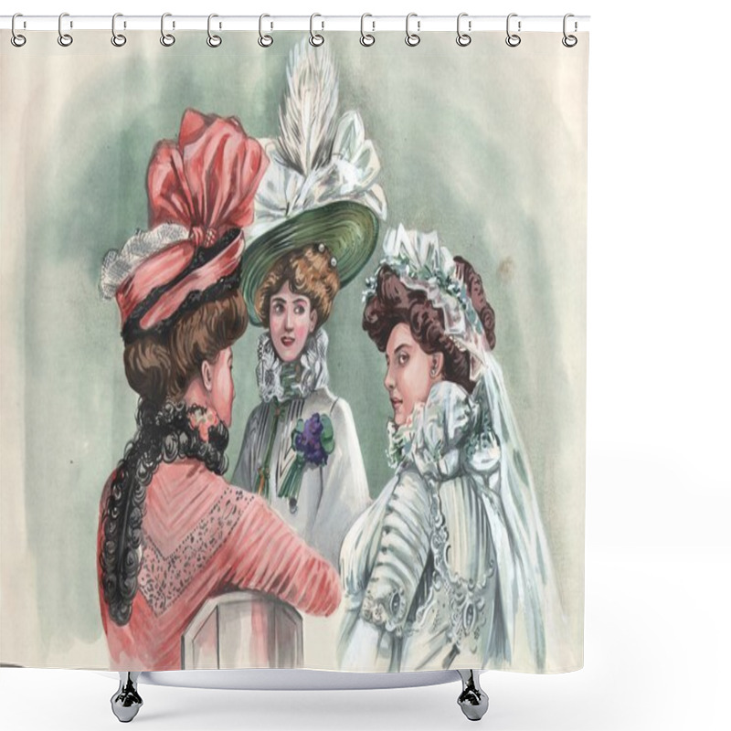 Personality  Ladies In Hats Shower Curtains