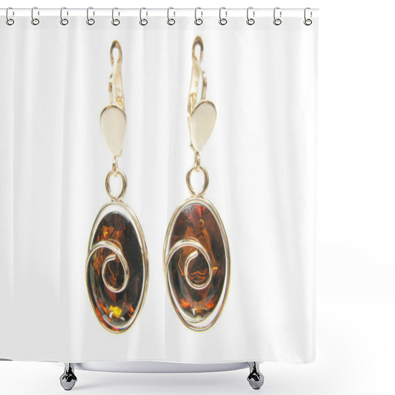 Personality  Orange Round Earrings Shower Curtains