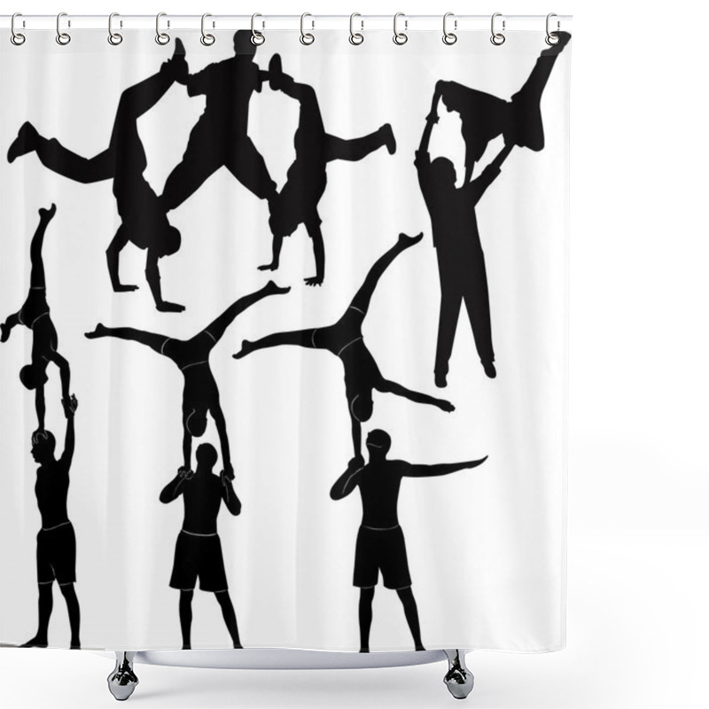 Personality  Breakdance Silhouette Break Dance Shower Curtains