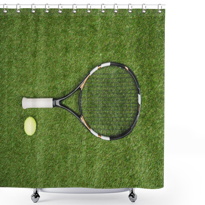 Personality  Tennis Racket And Ball Shower Curtains