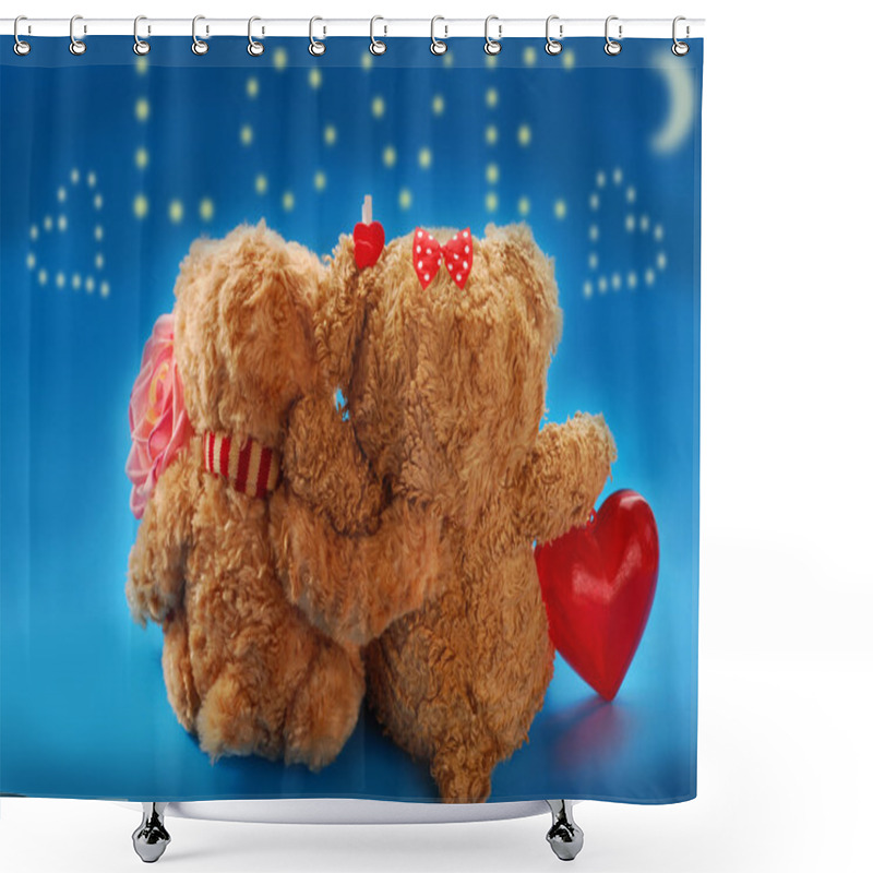 Personality  Valentine`s Date Of Teddy Bears Couple Shower Curtains