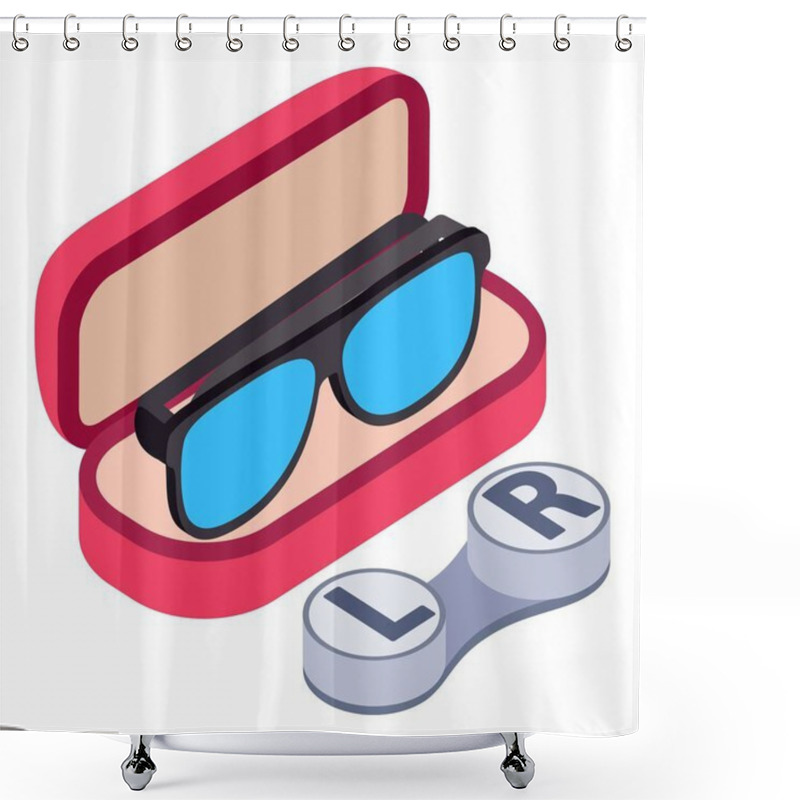 Personality  Ophthalmic Accessory Icon, Isometric Style Shower Curtains