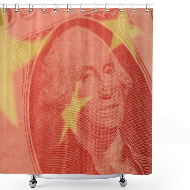 Personality  American Dollar With Chinese Flag Shower Curtains