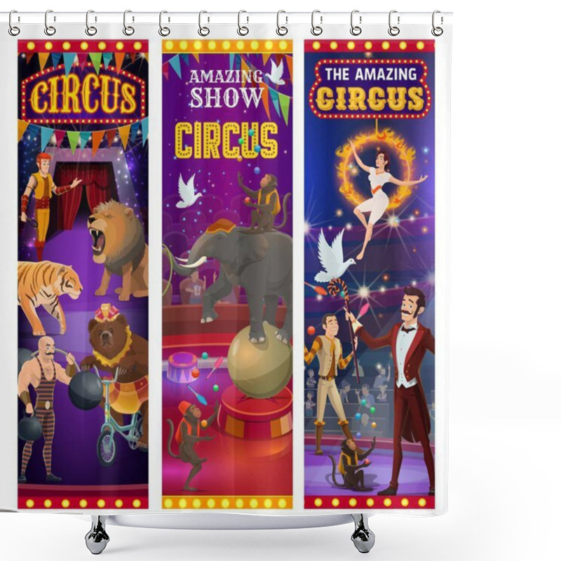 Personality  Retro Big Top Circus Show, Animals And Tamers Shower Curtains