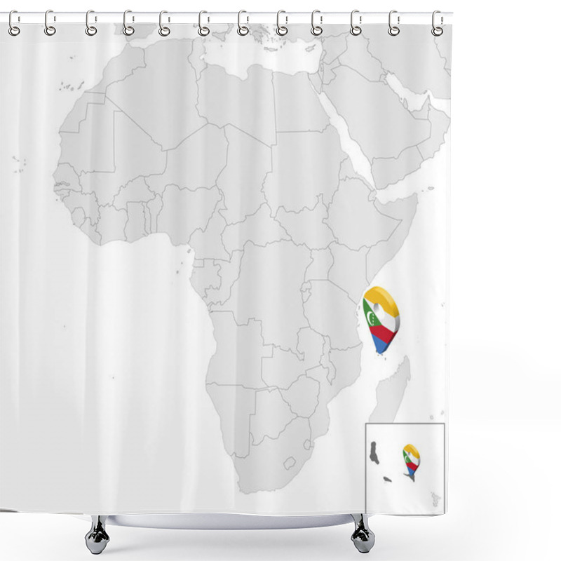 Personality  Location Map Of Comoros On Map Africa. 3d Comoros Flag Map Marker Location Pin. High Quality Map Union Of The Comoros. Africa. EPS10. Shower Curtains