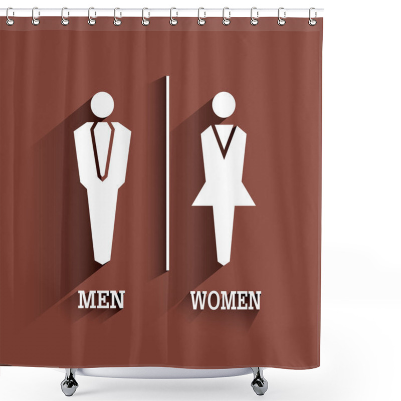 Personality  WC Sign. Toilet Symbol. Male And Female With Long Shadow. Shower Curtains