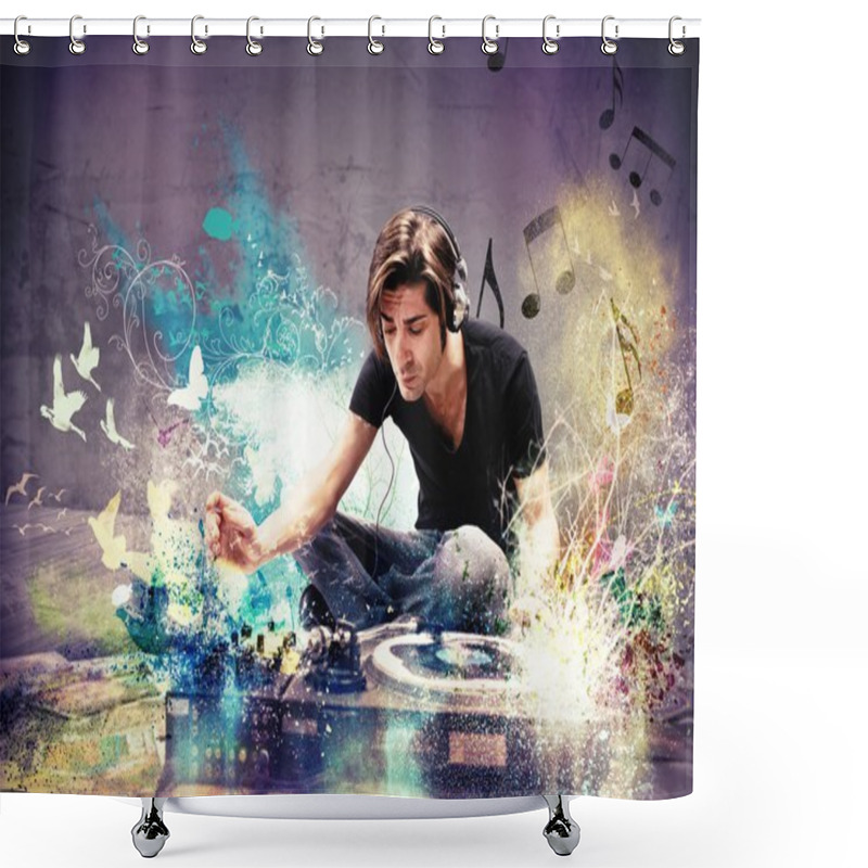 Personality  DJ Playing Music Shower Curtains