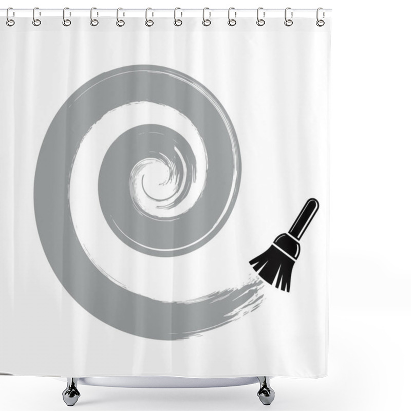 Personality  Spiral Curve Vector Illustration, Brushed Circular Shape. Monochrome Grunge Round Figure, Acrylic Sample Created With Paintbrush. Shower Curtains