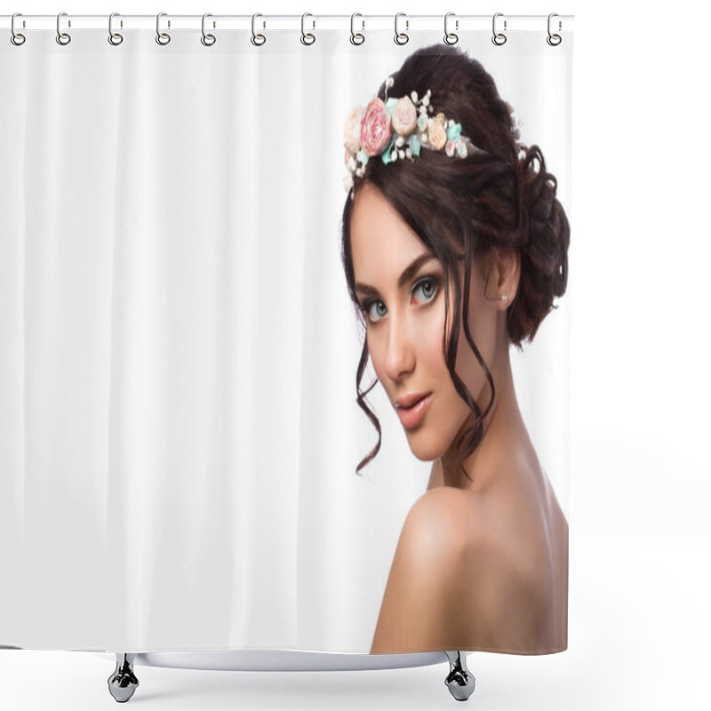 Personality  Portrait Of Young Beautiful Bride Shower Curtains