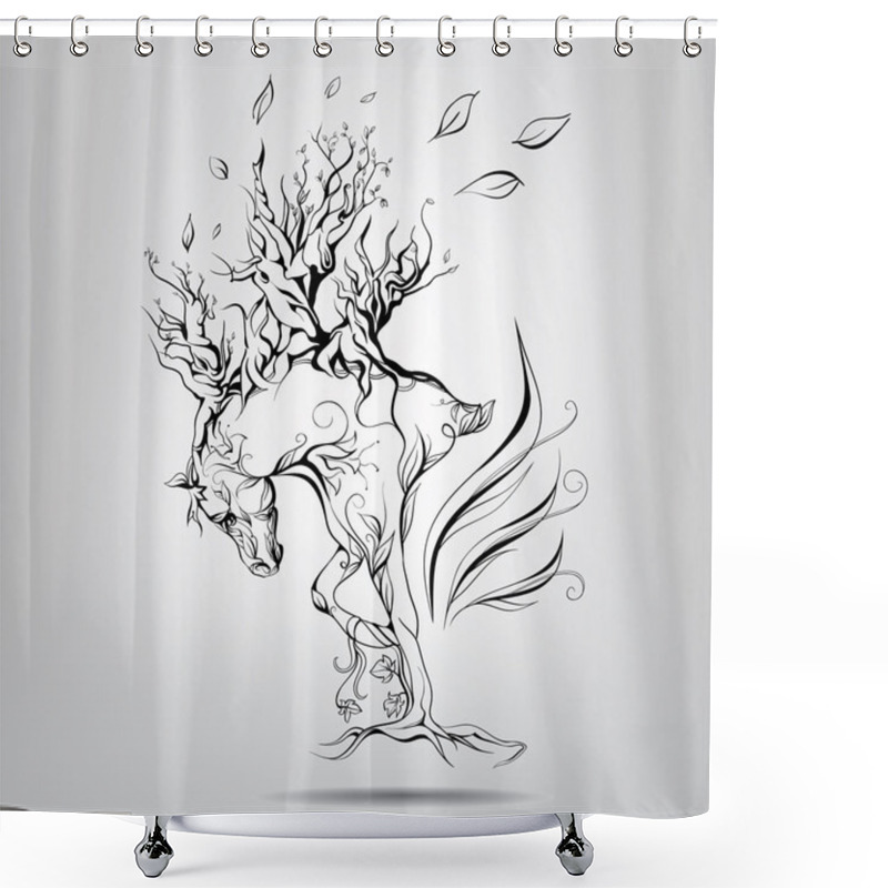 Personality  Horse With  Mane Of Branches. Shower Curtains