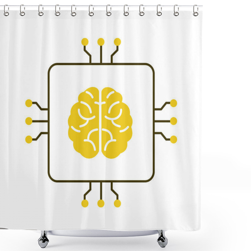 Personality  Neural Computing And AI Brain Vector Icon Design, AI Technology, Deep Neural Networks, Intelligent Systems, AI Computing, Technology Shower Curtains