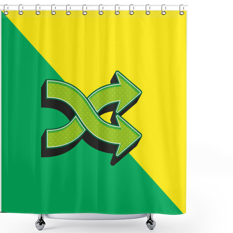 Personality  Arrow Shuffle Green And Yellow Modern 3d Vector Icon Logo Shower Curtains