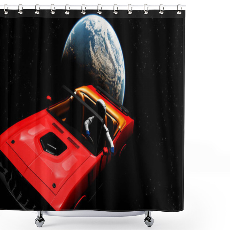 Personality  The Car Image In Space 3D Illustration Shower Curtains