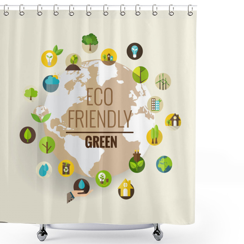 Personality  Modern Ecological Globe Shower Curtains