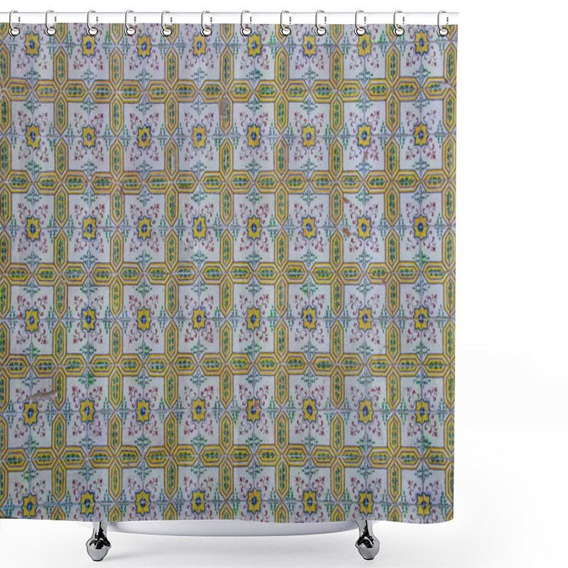 Personality  Traditional Potougal Ceramic Tiles Azulejo Shower Curtains