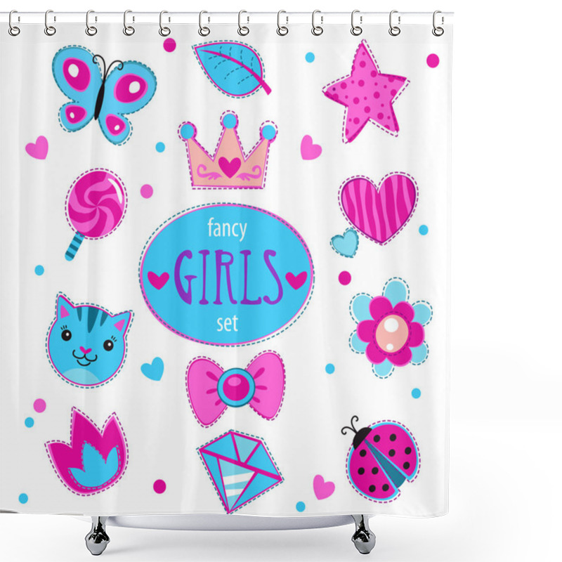 Personality  Cute Girlish Vector Set Shower Curtains