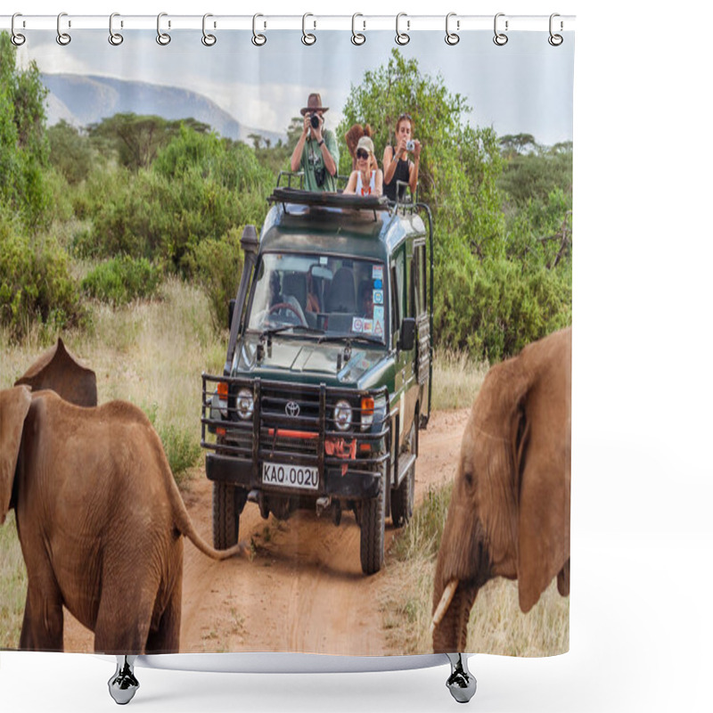 Personality  Tourists On Safari Game Drive Shower Curtains