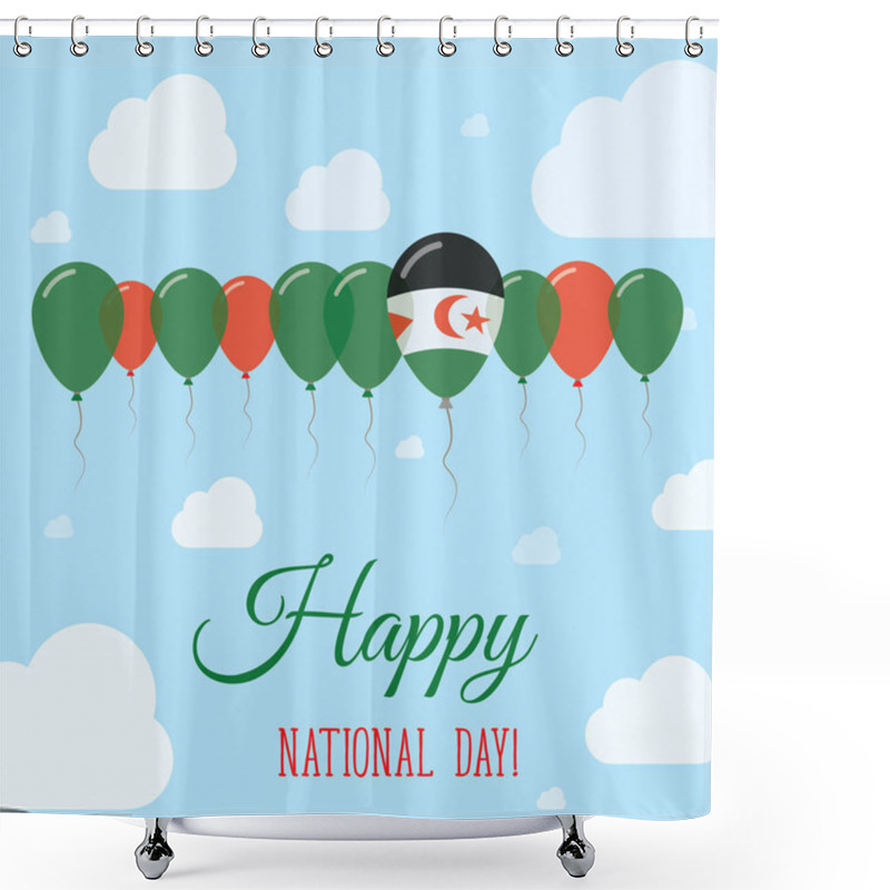 Personality  Western Sahara National Day Flat Patriotic Poster Row Of Balloons In Colors Of The Sahrawi Flag Shower Curtains