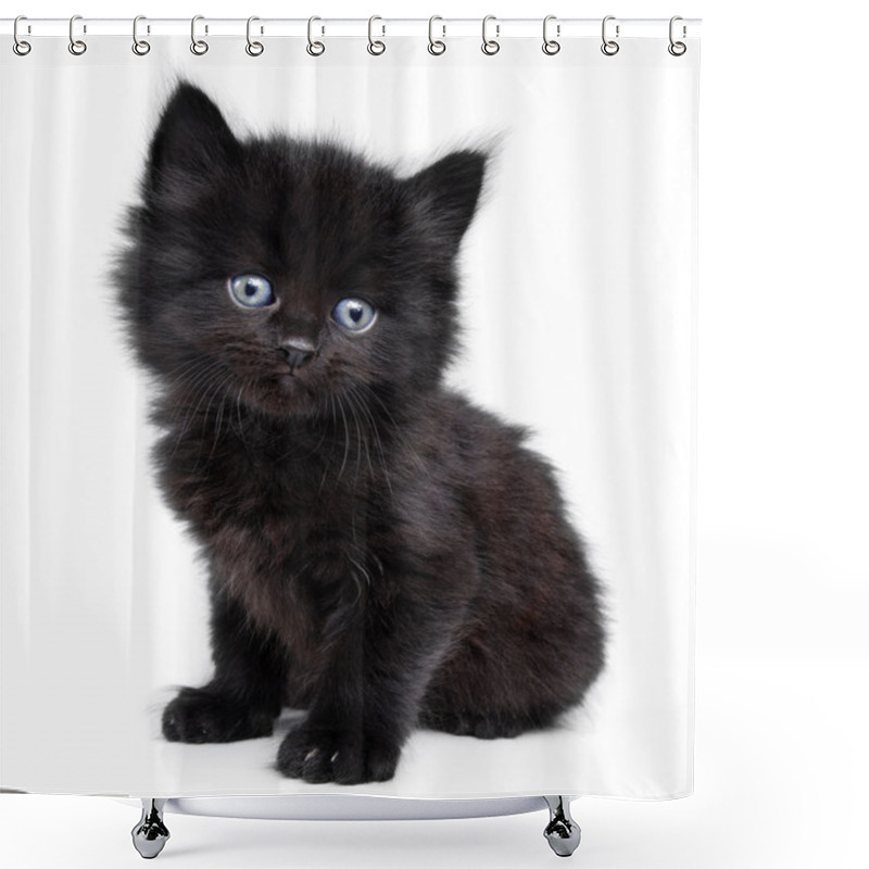 Personality  Black Little Kitten Sitting Down Shower Curtains