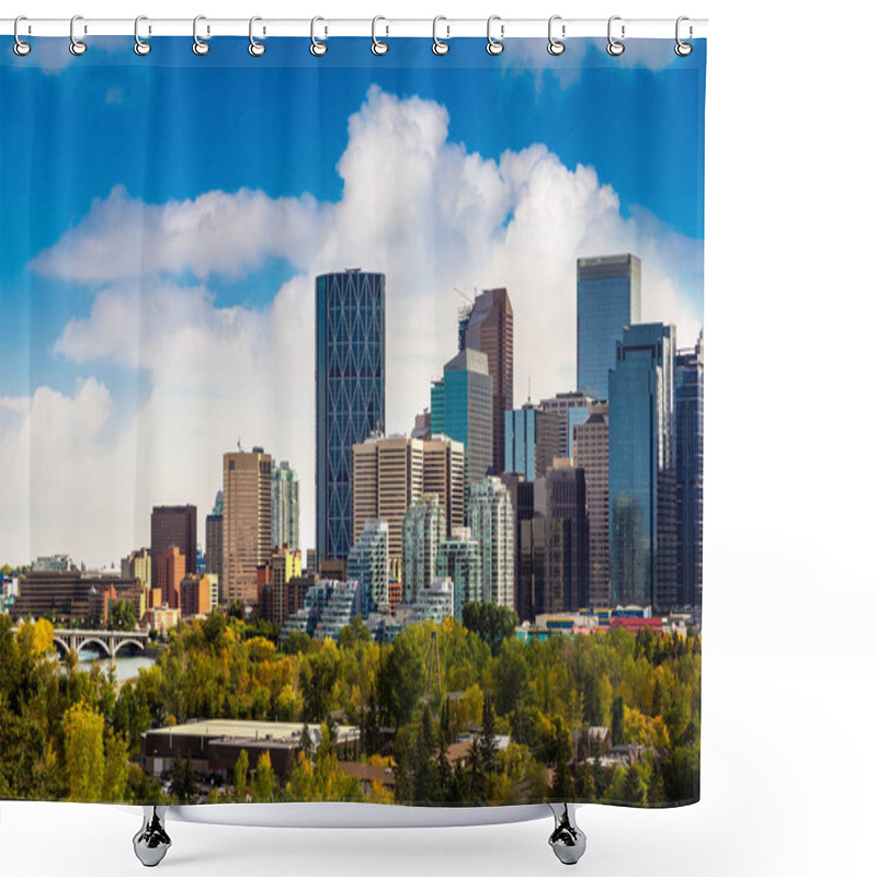 Personality  Panoramic View Of Calgary In A Sunny Day, Canada Shower Curtains