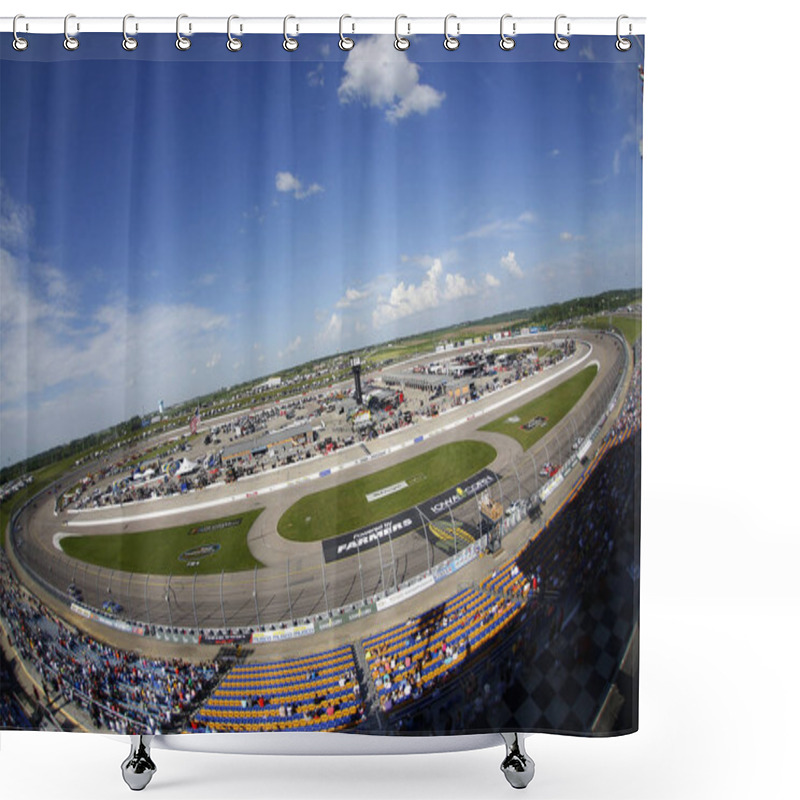 Personality  June 17, 2018 - Newton, Iowa, USA: The NASCAR Xfinity Series Races During The Iowa 250 At Iowa Speedway In Newton, Iowa. Shower Curtains