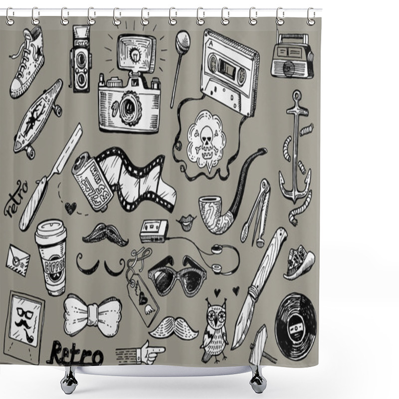 Personality  Hipster Doodles Shower Curtains