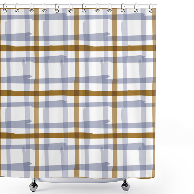 Personality  Masculine Check Seamless Pattern. Classic Retro Geo Plaid Grid For Digital Scrapbook Paper And Repeatable Men Gift Wrap Design In Vector. Shower Curtains